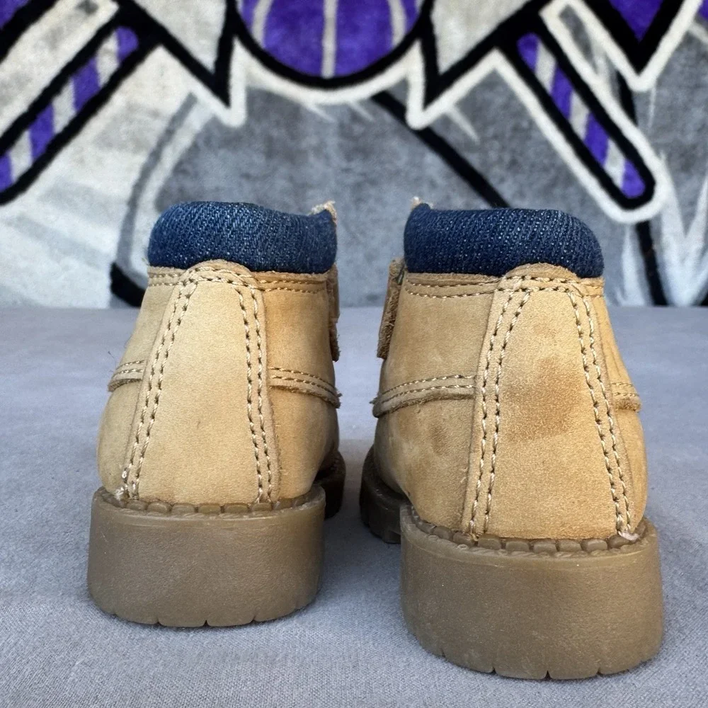 Size 1c - Cherokee‎ Kids Hiking Rustic Boots Wheat Faux Leather Chukka Foam